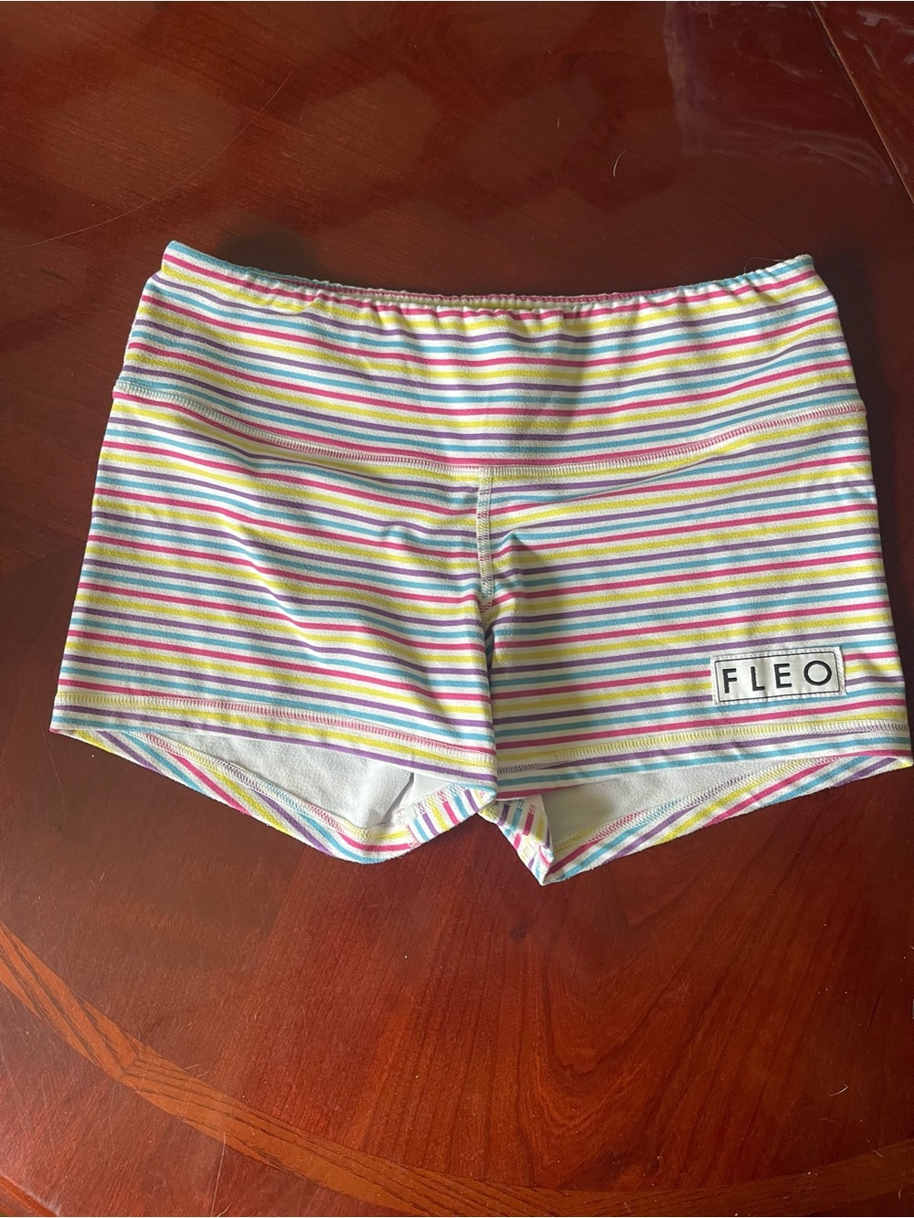 Fleo Striped Athletic Shorts in White, Pink, Blue, Yellow, Green
